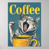 Grappige Cute Coffee Cat Print – Maximalist Dop Poster (Voorkant)
