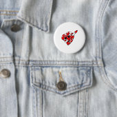 Grappige Cute Dabbing Rode Witte Hartjes Valentijn Ronde Button 5,7 Cm (In situ)