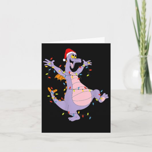 Grappige Cute Draak Figment Lichtjes Kerstman Kaart (Voorkant)
