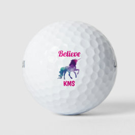 Grappige Cute Eenhoorn Monogram Beginletters Golfballen