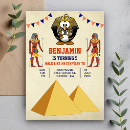 Grappige Cute Egyptische Pinguïn Kinderen Verjaard Kaart