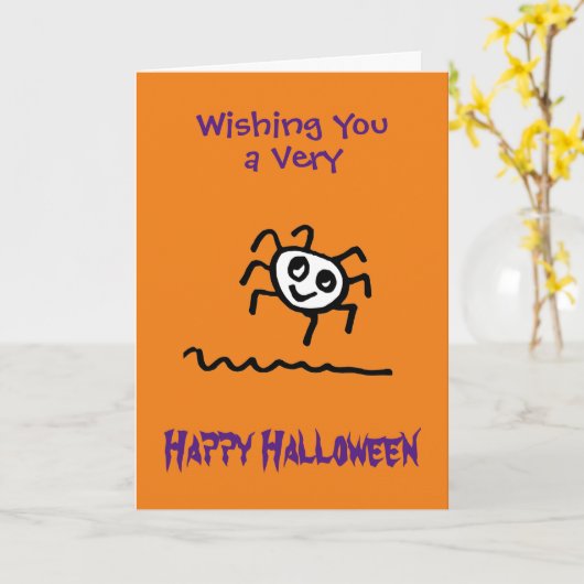 Grappige Cute Enge Spin Halloween Kaart (Gele Bloem)