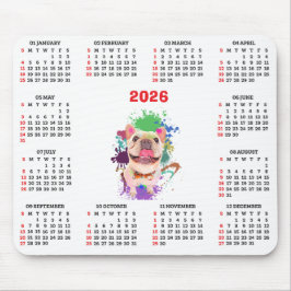 Grappige Cute Frenchie-hondenkalender Muismat