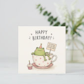 Grappige Cute Frog Verjaardagswensen Kaart (Staand voorkant)