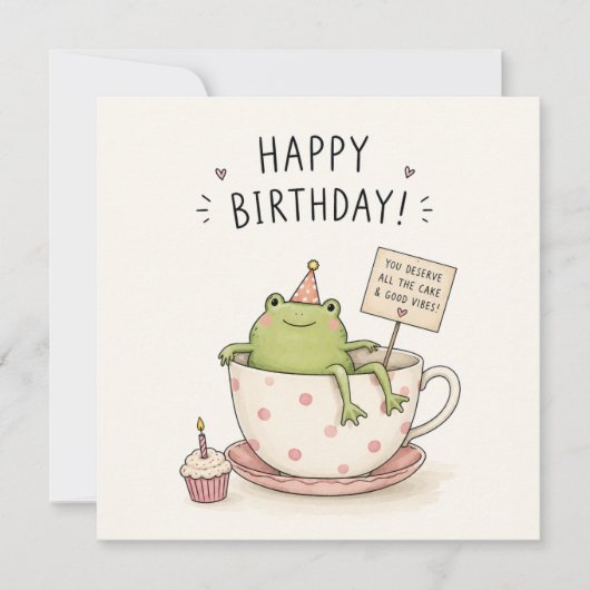 Grappige Cute Frog Verjaardagswensen Kaart (Voorkant)