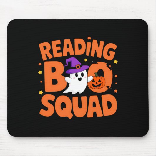 Grappige Cute Halloween Lezen Boo Squad Kostuum Muismat (Voorkant)