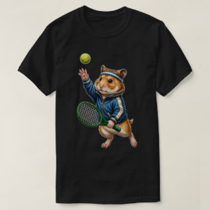 Grappige Cute Hamster speelt Tennis Cartoon Dier T-shirt