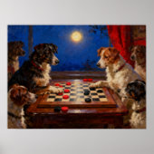 Grappige Cute Honden die Dammen Spelen Cadeauposte Poster (Voorkant)