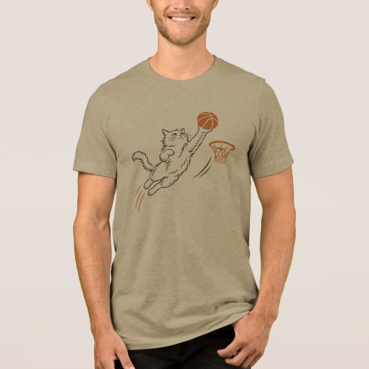 Grappige Cute Hoops Kat Tri-Blend Shirt (Voorkant)