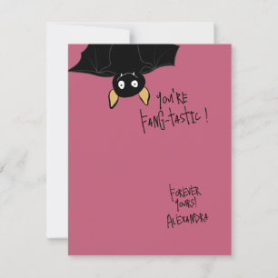 Grappige Cute Je Bent Fangtastisch Vleermuis Pun  Notitiekaartje