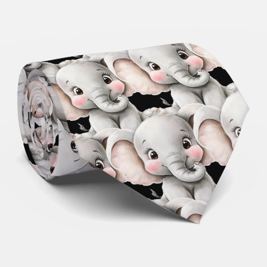 Grappige Cute Jumbo Olifant Kawaii Kraag Stropdas (Opgerold)