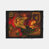 Grappige Cute Kat Selfie Met Sinterklaas Kerstmis  Fleece Deken (Voorkant (Horizontaal))