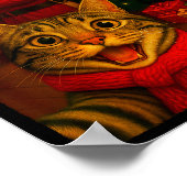 Grappige Cute Kat Selfie Met Sinterklaas Kerstmis  Poster (Hoek)