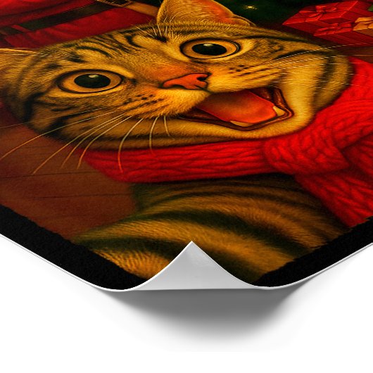 Grappige Cute Kat Selfie Met Sinterklaas Kerstmis Poster (Hoek)