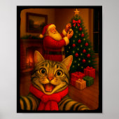 Grappige Cute Kat Selfie Met Sinterklaas Kerstmis Poster (Voorkant)