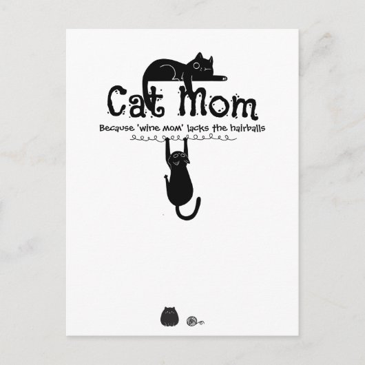 Grappige Cute Kat Wijn Moeder Citaat Typografie Ca Briefkaart (Voorkant)