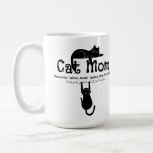 Grappige Cute Kat Wijn Moeder Citaat Typografie Ca Koffiemok