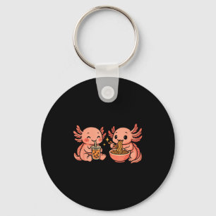 Grappige Cute Kawaii Axolotl Eet Ramen Noedels Sleutelhanger