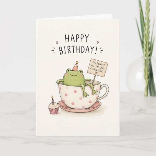 Grappige Cute Kikker Verjaardagswensen Kaart (Voorkant)