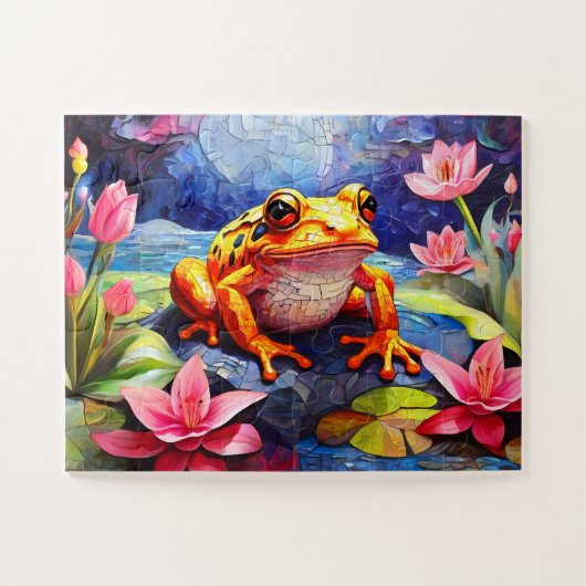 Grappige Cute Kleine Kikker Legpuzzel (Horizontaal)