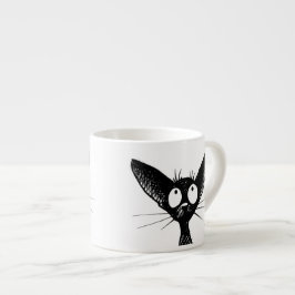 Grappige Cute Kleine Zwarte Kat Kunst Espresso Kop