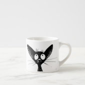 Grappige Cute Kleine Zwarte Kat Kunst Espresso Kop (Rechts)
