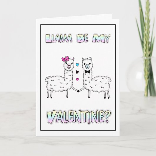 Grappige Cute Lama Woordspeling Valentijnsdag  Kaart (Voorkant)