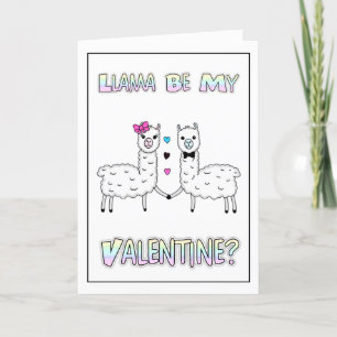 Grappige Cute Lama Woordspeling Valentijnsdag  Kaart