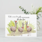 Grappige Cute Llama's Watercolor Kerstgroet Feestdagenkaart (Staand voorkant)