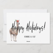 Grappige Cute Llama's Watercolor Kerstgroet Feestdagenkaart (Achterkant)