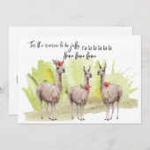 Grappige Cute Llama's Waterverf Vakantie Groet Feestdagenkaart (Voorkant / Achterkant)