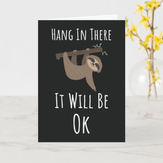 Grappige Cute Luiaard Kaarten Typografie Dier (Gele Bloem)