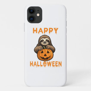 Grappige Cute Luiaard met Pompoen Case-Mate iPhone Case