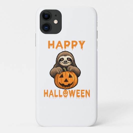 Grappige Cute Luiaard met Pompoen Case-Mate iPhone Case (Achterkant)