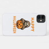 Grappige Cute Luiaard met Pompoen Case-Mate iPhone Case (Achterkant (horizontaal))