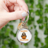 Grappige Cute Luiaard met Pompoen Sleutelhanger (Hand)