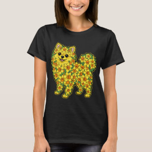Grappige Cute Pomeranian Bloem Hond Narcis Bloemri T-shirt