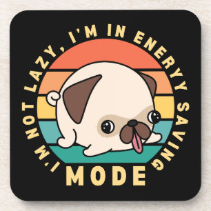 Grappige Cute Pug Hond Lui Citaat Retro Zonsonderg Bier Onderzetter