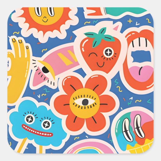 grappige cute Sticker tekening (Voorkant)