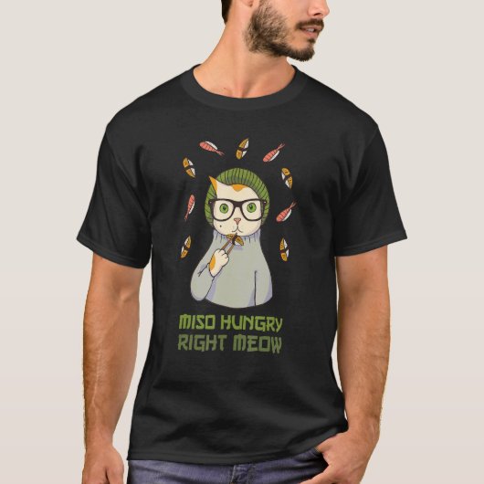 Grappige Cute Sushi Eet Kat Miso Soep Pun Geschenk T-shirt (Voorkant)