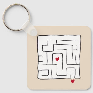 Grappige Cute Sweet handgetekende Doolhof Valentij Sleutelhanger