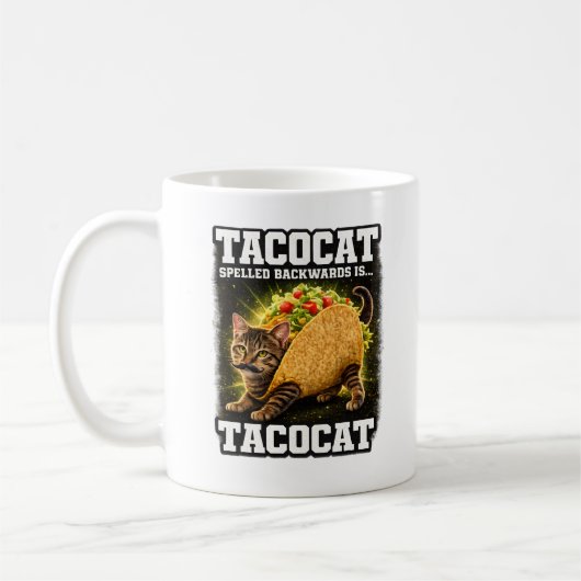 Grappige Cute TacoCat Muts met tekst achterstevore Koffiemok (Links)