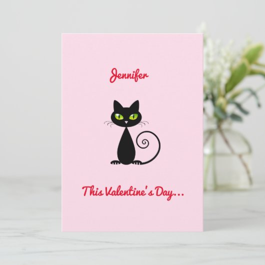 Grappige Cute Valentijnsdag Wees Van Mij Zwarte Ka Feestdagenkaart (Staand voorkant)