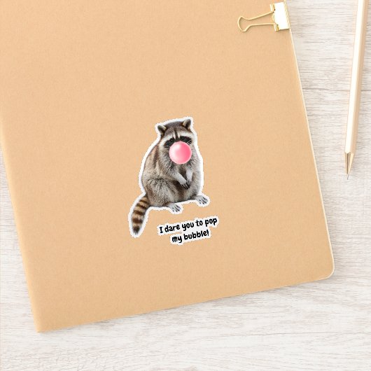 Grappige Cute Wasbeer & Roze Bubbel Verjaardagskaa Sticker (Notitieboek)