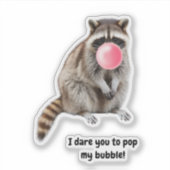 Grappige Cute Wasbeer & Roze Bubbel Verjaardagskaa Sticker (Voorkant)
