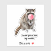 Grappige Cute Wasbeer & Roze Bubbel Verjaardagskaa Sticker (Vel)