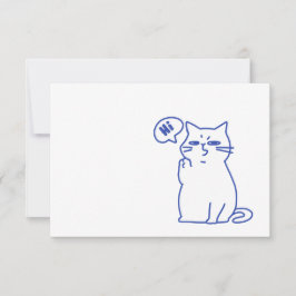 Grappige Cute Witte Kat Doodle Karakter Bedankkaart