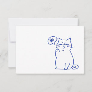 Grappige Cute Witte Kat Doodle Karakter Bedankkaart