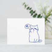 Grappige Cute Witte Kat Doodle Karakter Bedankkaart (Staand voorkant)