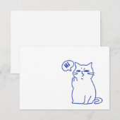 Grappige Cute Witte Kat Doodle Karakter Bedankkaart (Voorkant / Achterkant)